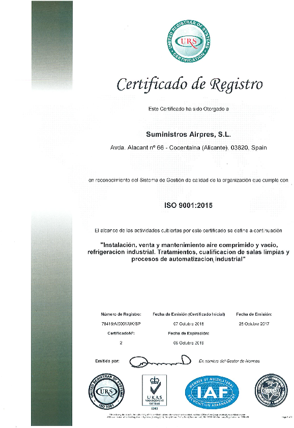 Certificado ISO 9001.2015